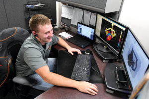 Worker at a computer station