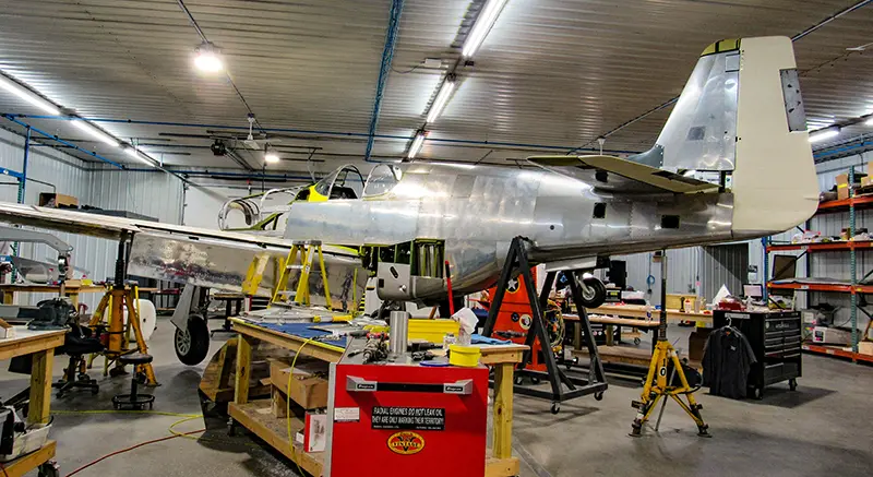 B51 fuselage under repair at AirCorps Aviation. 