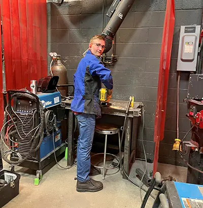Welding student practicing at STCC