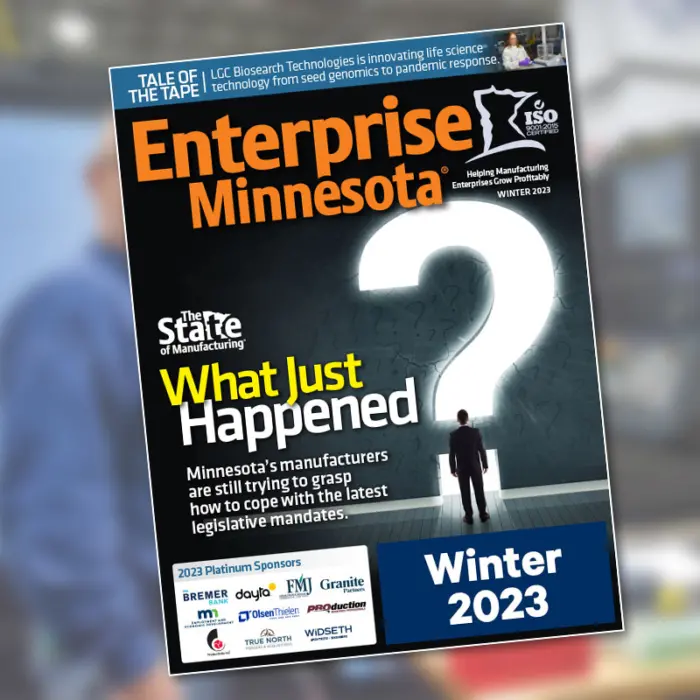Image showing the cover of the Winter 2023 issue of Enterprise Minnesota magazine.