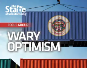 Image of shipping crates with title "Wary Optimism"