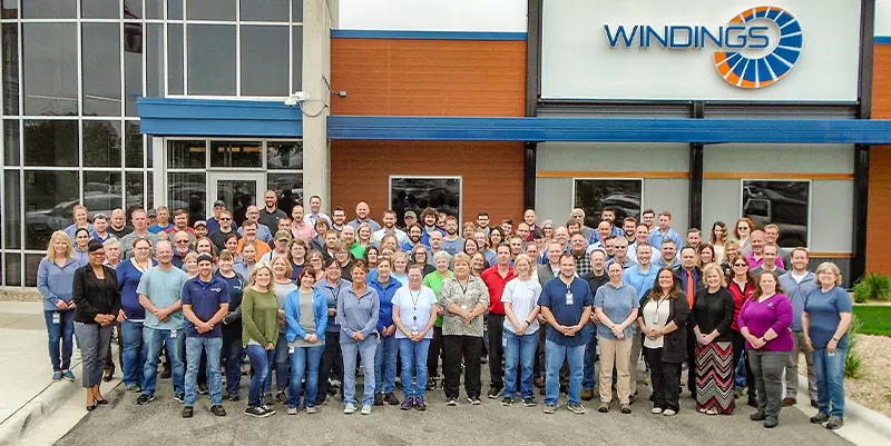Windings, Inc. staff pose for a group photo. 