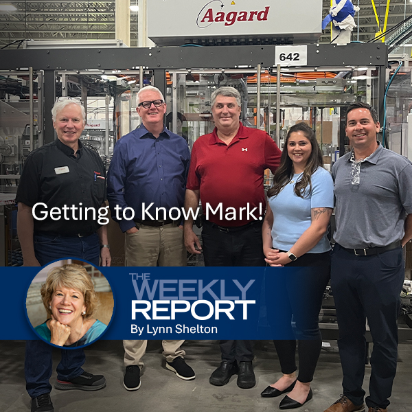 Mark O'Leary with guests on a tour of Aagard in Alexandria, Minnesota.